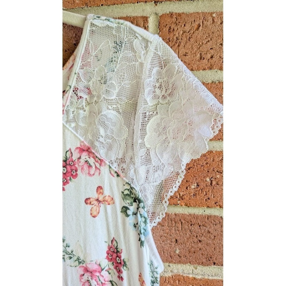 Butterfly Women's Nightgown M Floral Lace Sleeve Cottagecore Dainty Romantic - Picture 3 of 7